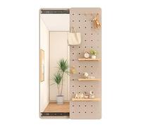 Kit d'organisation de panneaux perforés en bois - Panneau d'affichage modulaire avec miroir pour rangement mural - Idéal pour la décoration de la maison et les accessoires d'étude de bureau