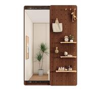 Kit d'organisation de panneaux perforés en bois - Panneau d'affichage modulaire avec miroir pour rangement mural - Idéal pour la décoration de la maison et les accessoires d'étude de bureau