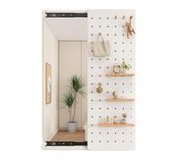 Kit d'organisation de panneaux perforés en bois - Panneau d'affichage modulaire avec miroir pour rangement mural - Idéal pour la décoration de la maison et les accessoires d'étude de bureau
