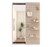 Kit d'organisation de panneaux perforés en bois - Panneau d'affichage modulaire avec miroir pour rangement mural - Idéal pour la décoration de la maison et les accessoires d'étude de bureau