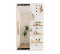 Kit d'organisation de panneaux perforés en bois - Panneau d'affichage modulaire avec miroir pour rangement mural - Idéal pour la décoration de la maison et les accessoires d'étude de bureau