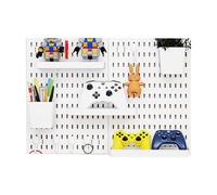 Kit D'organisation Murale En Panneau Perforé, Organisateur De Bureau, Panneau Perforé De Jeu, Panneau D'organisation Murale, Utilisation Multi-faces, Adapté Au Garage(White,16.5x23.6in)