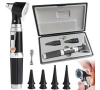 Kit d'otoscope : Otoscope auriculaire avec lumière LED, grossissement x3, outil de diagnostic et de soins des oreilles, otoscope de poche avec étui rigide, pour une utilisation à domicile,noir