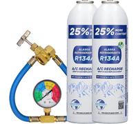 Kit Double - Alaska Refrigerants Réfrigérant de remplacement R134a pour véhicules + tuyau et manomètre
