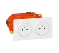 Kit double prise de courant 2P+T - LEGRAND - Surface dooxie - Blanc - Rectangulaire