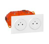 Kit double prise de courant 2P+T - LEGRAND - Surface dooxie - Blanc - Rectangulaire
