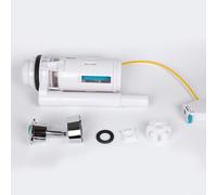 Kit double robinet de chasse d'eau et bouton poussoir pour réservoir de toilette, mécanisme de chasse d'eau en plastique ABS blanc avec tuyau de trop-plein réglable et bouton ovale chromé, compatible