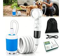 Kit Douche Camping, Douche Electrique Portable, Douchette Camping, Douche Portative Avec Pompe Rechargeable, Batterie 4000mah, TêTe De Douche Et Vanne D’ArrêT Pour ExtéRieur RandonnéE (1PCS - Nouveau)