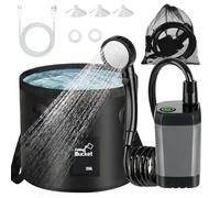 Kit Douche Camping, Seau Pliable 20L, 6000mAh, Pompe avec Affichage | Douche électrique portable, Kit douche extérieure, affichage intelligent, pommeau pour camping, voiture, voyage et animaux