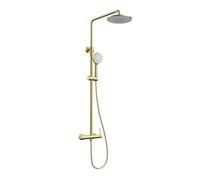 Kit Douche Pluie et Cascade Baignoire Mural Colonne de Douche Moderne 3 Sorties pour Salle de Bain,Or Brossé