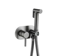 Kit Douchette Wc, Douchette Toilette Wc eau Chaude et Froide, Pulvérisateur de Bidet à Main en Laiton avec Support et 1.5m Tuyau de Douche, pour Hygiène Intime, Nettoyage Toilettes, Gris