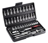 Kit d'outillage mécanique liquet À Douille Pour Réparation Automobile Ensemble D'outils À Embouts Kit D'outils Combinés D'entretien Automobile Outil À Cliquet Et Étui 46 Pièces