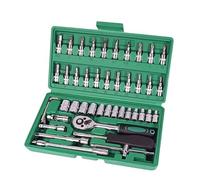 Kit d'outillage mécanique Jeu D'outils Réparation Automobile 46 Pièces Jeu Douilles 1/4 Pouces Outil Réparation ynamométrique À Cliquet Kit Combinés Ensemble D'outils Réparation