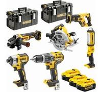 Kit d'outils 18V XR- perceuse - visseuse à percussion DCD796, visseuse à chocs DCF887, meuleuse 125 mm DCG405, scie circulaire 184 mm DCS570, Lampe d'inspection LED DCL050 - DEWALT - 3 batteries 18V 5