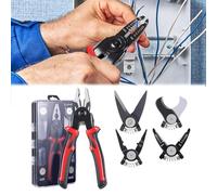Kit d'outils 5 en 1 polyvalent et robuste, pince combinée, boîte à outils portable, pince à sertir, pince à sertir, pince à sertir, boîte à outils à main portable, pince à tournevis pour réparation