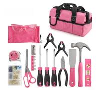 Kit d'outils à main 130 pièces rose pour la maison et la famille, rangement complet d'outils avec outils en alliage, convient pour le collage parent-enfant et les réparations ménagères