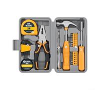 Kit d'outils à main 24 pièces - Mallette à outils de bricolage compacte et légère - Poignées ergonomiques en rose - De nombreux outils tels que mètre ruban, pinces, testeur de tension et clé