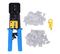 Kit d'outils à sertier outil de maintenance de câbles en acier à haut carbone avec connecteurs RJ 50pcs et couverture pour la réparation des câbles Internet et les tests de réseau