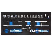 Kit d'outils avec cliquet 1/4, 34 pcs, cartouche EVA HT7G126