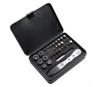 Kit d'outils complet 32 en 1 avec clé à cliquet décalée et tête à double extrémité pour un fonctionnement simplifié dans les espaces étroits et les positions aériennes