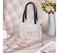 Kit d'outils complet pour la confection de sacs tressés, comprenant une canevas de maille noire, des sangles, des aiguilles et des boucles - Ensemble artisanal de sacs à main DIY, convenant pour des c