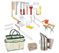 Kit d'Outils d'Apiculteur Materiel 26 Pièces,Apiculture Materiel,Outils Et Accessoires Apicoles,Comprend Une Brosse à Abeilles,Un Crochet En j,Etc.,Convient Aux Apiculteurs Professionnels Débutants