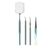 Kit d'outils d'art de cils, ensemble d'outils d'extension de cils professionnels, miroir d'inspection rotatif en acier inoxydable avec pince à épiler et bâtons de ramassage, (Colorée)