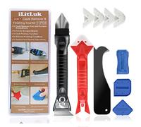 Kit d'outils de calfeutrage pour le retrait et l'application de calfeutrage, spatule à calfeutrer, outil de décapage de coulis, grattoir d'angle en carbure de tungstène avec outil d'application de