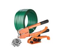 Kit d'outils de Cerclage Machine manuelle de cercla feuillard plastique avec outil tens, kit 300 scellés métalliques et 1000 pieds PET