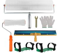 Kit D'outils De Ciment Autonivelant Avec Raclette Dentée 56cm,Rouleau Debulleur 50cm,Rouleau À Pointes 23cm,Chaussure A Pointe Ragreage 30mm,Gants De Travail Pour Niveler Le Sol Composé