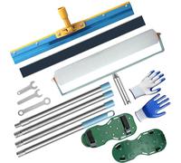 Kit D'outils de Ciment Autonivelant, Kit outils ragréage avec Rouleau Debulleur Ragreage, Perche Telescopique, Autonivelant Grattoirs, Chaussures à Ongles et Gants