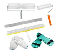 Kit d'outils de ciment autonivelant,Outils de Ciment Ragreage,Rouleaux anti-mousse de 23 cm et 50,8 cm,Raclette grande surface de 56 cm + botte à crampons de 3 cm,pour Niveler les Murs du Sol Composé