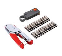 Kit d'outils de compression coaxiale étanche Premium F Connectors avec kit d'installation de câble coaxial, outil de sertissage universel réglable