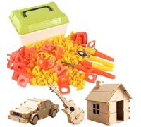 Kit D'outils De Construction En Carton - 148 Pièces De Construction D'écrous À Vis | Jouet Éducatif D'assemblage De Bricolage Avec Boîte De Rangement, Ensemble De Jeu D'ingénierie En Carton D'apprenti