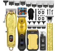 Kit d'outils de coupe de cheveux professionnels LQT (5 pièces/4 pièces/3 pièces/2 pièces), ensemble de tondeuse à cheveux sans fil, tondeuse à barbe, rasoir et tondeuse à poils d'oreille/de nez, recha
