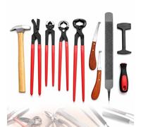 Kit D'outils De Coupe De Sabots, Équipement De Maréchal-ferrant 9 Pièces | Pince À Sabot, Pince, Tondeuse, Râpe, Couteau, Marteau, For Chevaux, Moutons, Chèvres, Porcs, Ânes