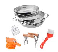 Kit d'outils de démarrage pour la récolte du miel, lot de 5, double tamis en acier inoxydable, support de cadre, fourchette de débouchage, extracteur de porte de miel et attrape-reines pour apiculture