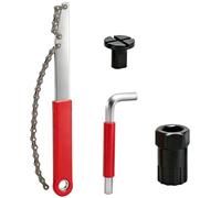 Kit d'outils de démontage de cassette de vélo avec fouet à chaîne uxiliaire rouge, extracteur de bague de verrouillage de roue libre et llen à capuchon carré, outils de démontage de pignon