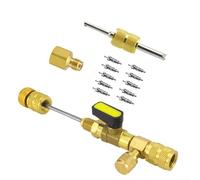 Kit d'outils de démontage de noyau de valve CVC pour réparation de climatisation de voiture et camion - Comprend des noyaux de valve R134a R12 et un adaptateur à double tête 6,35 mm