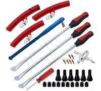 Kit d'outils de démontage de pneu de moto et de voiture, 31 pièces en acier avec outils de tige de valve, poignées ergonomiques, acier traité thermiquement n°45, pour réparation et entretien des pneus