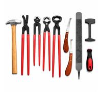 Kit D'outils De Ferrage Chevaux 9 Pièces, Fournitures De Maréchal-ferrant | Kit De Parage De Sabots Avec Sac De Rangement, Pince À Sabots, Râpe, Couteau, For Bovins, Moutons, Ânes