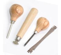 Kit d'outils de fixation de pierres 4 en 1 - Poussoir à griffes, pousse-lunette, rouleau de lunette, outil de fixation professionnel en métal avec poignées en bois dur pour réparation de bijoux à