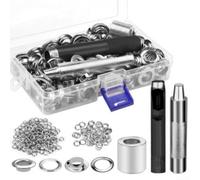 Kit d'outils de fixation d'œillets en métal avec 100 boutons pour veste en cuir, jeans, chaussures, 12 mm avec boîte de rangement (argenté)