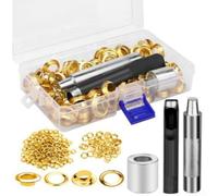Kit d'outils de fixation d'œillets en métal avec 100 boutons pour veste en cuir, jeans, chaussures, 12 mm avec boîte de rangement (doré)