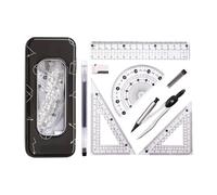 Kit d'outils de géométrie ABS comprenant compas, règle et rapporteurs pour des dessins techniques précis et des devoirs à la maison