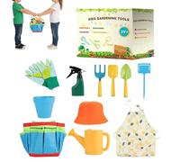 Kit D'outils De Jardin pour - Ensemble De Jeu pour L'entretien des en Plein Air avec Pelle, Bouteille De Pulvérisation, Gants, Panier À Tablier, Accessoires Créatifs pour Creuser Le So