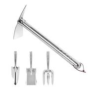 Kit d'outils de Jardinage - 4 Pièces en Acier Inoxydable Multifonction | À Main Et Râteau De Désherbage,pour Femmes Hommes Seniors Adultes passionnés jardiniers arrière-Cour pelouse