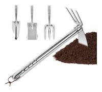 Kit d'outils de Jardinage - Équipement 4 Pièces pour Labourer Et Ameublir Le Sol - À Main Et Râteau De Désherbage,pour Arrière-Cour, Patio, Pelouse, Parc, Ferme, Seniors, Adultes Et Jardiniers