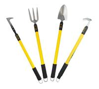 Kit d'outils de jardinage Pelle Bêche Fourche Râteau Bineuse Manches télescopiques extensibles