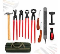Kit D'outils De Maréchal-ferrant 9 Pièces,Ensemble De Parage De Sabots | Avec Sac À Outils,Pince À Sabot, Lime À Râpe, Couteau, Marteau, Cisailles, For Chevaux, Bovins, Moutons, Chèvres, Ânes